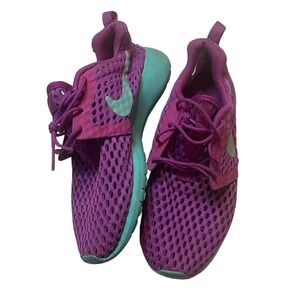 Nike Girl Youth Roshe One Flight Weight Low Sneaker 705486-502 Purple Teal 5Y